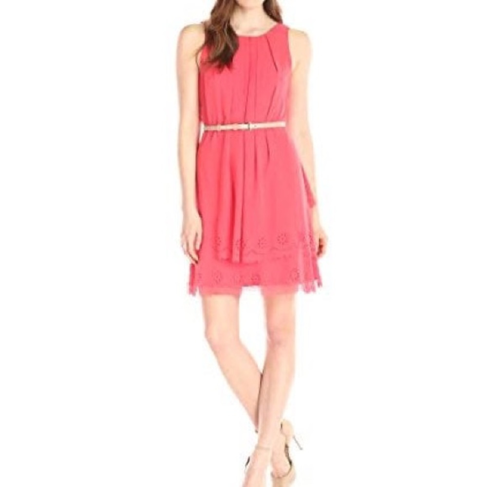 Floral Laser Cut Eyelet Tiered Ruffle Dress